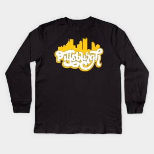 Cute Pittsburgh Skyline Kids Long Sleeve T-Shirt